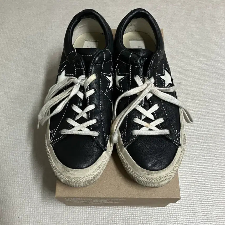 [BUNJANG] Converse John Varvatos Black Leather Sneakers / 컨버스 원스타 존바바토스 블랙 레더 240