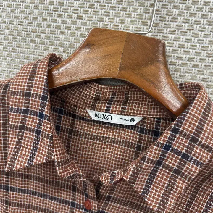 [BUNJANG] MIXXO Casual Checkered Long Sleeve Shirt L / 미쏘 캐주얼 여름 체크 긴팔 셔츠 L A09405