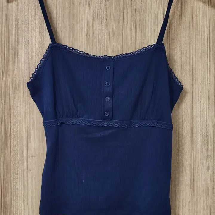 [BUNJANG] 8 Seconds Lace Button Sleeveless Navy Top / (택 있음) 에잇세컨즈 레이스 버튼 슬리브리스 네이비 s