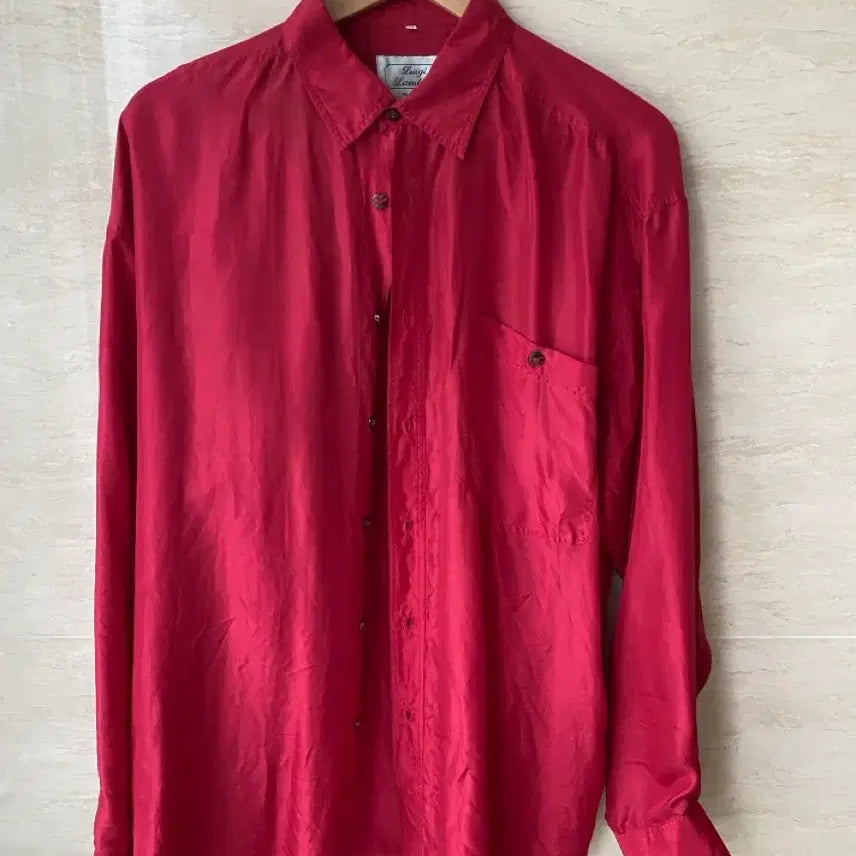 [BUNJANG] Vintage Red Silk Shirt / 빈티지 레드 실크 셔츠