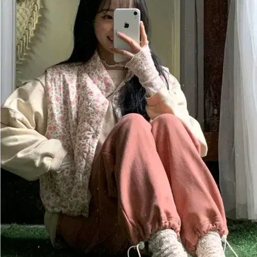 [BUNJANG] 새상품 로버블 꽃 조끼 패딩 / 새상품 로버블 꽃 조끼 패딩