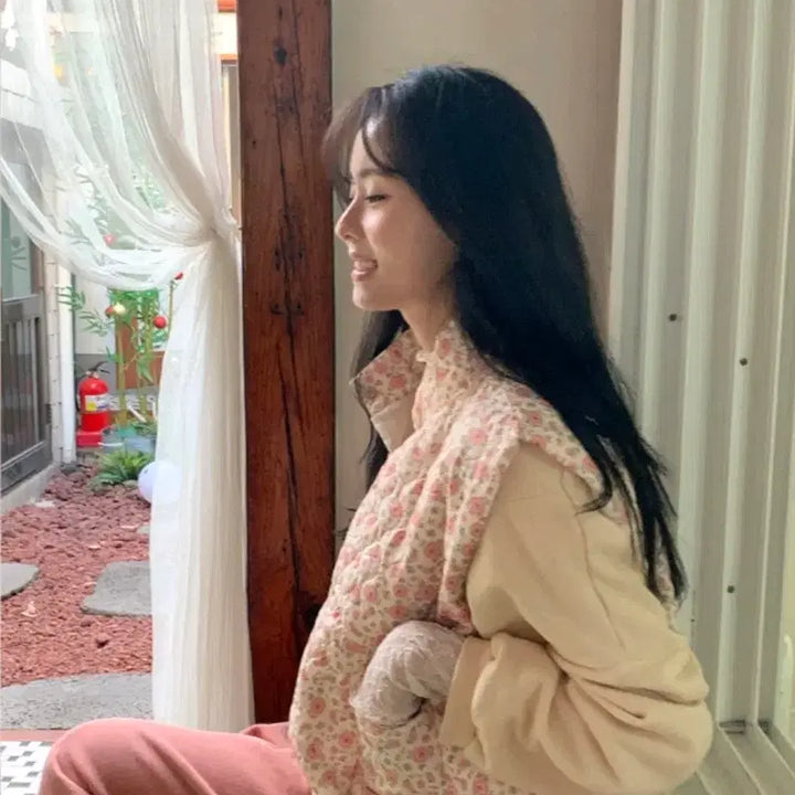 [BUNJANG] 새상품 로버블 꽃 조끼 패딩 / 새상품 로버블 꽃 조끼 패딩