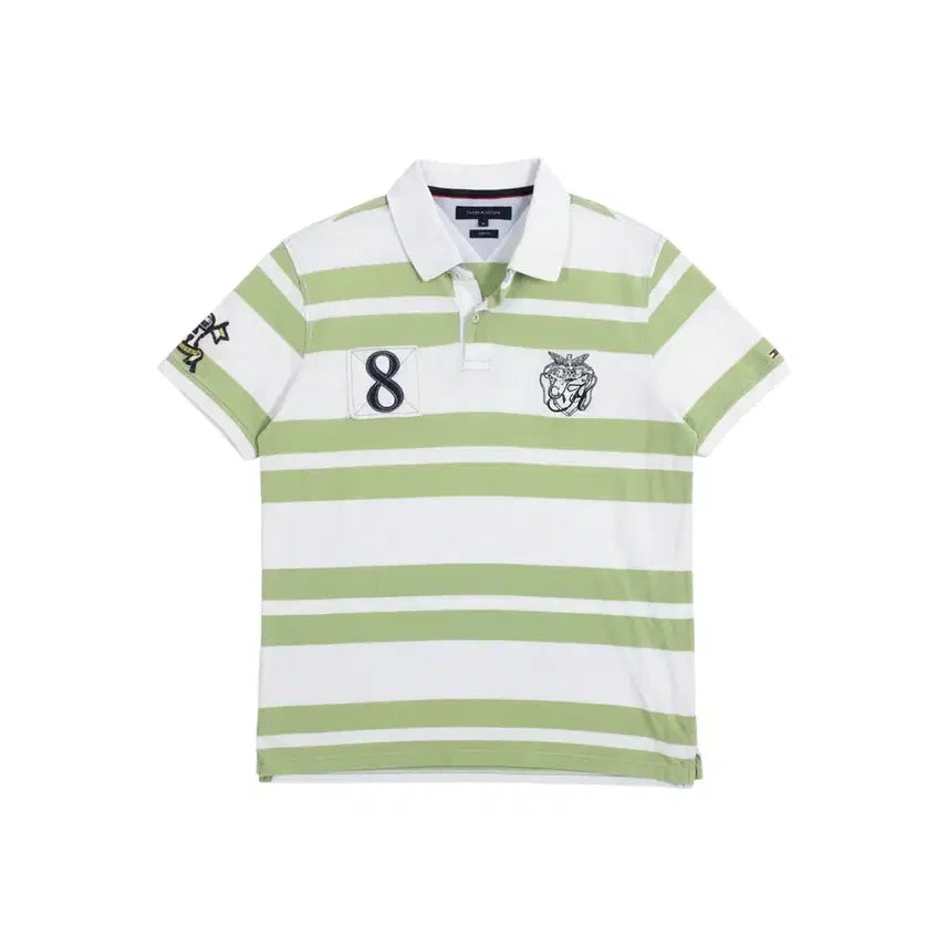 [BUNJANG] Tommy Hilfiger Embroidered Striped Polo Shirt XL / 남성XL / 타미힐피거 자수 단가라 카라티GN 26-11