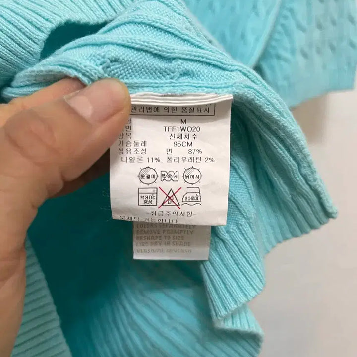 [BUNJANG] Tommy Hilfiger Mint Cable Knit Short Sleeve Top / 타미힐피거 민트색 케이블 니트 반팔티 여자M
