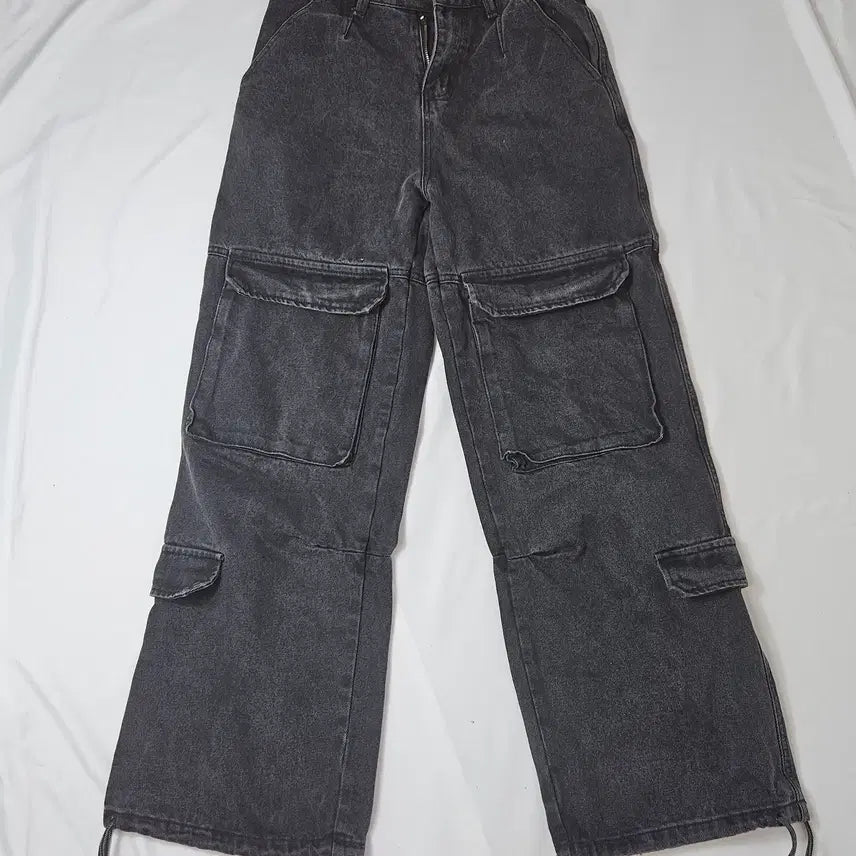 [BUNJANG] Gate Less Multi Denim Cargo Pants Black-Blue Size S / 게이트리스 멀티 데님 카고팬츠 흑청 진 S