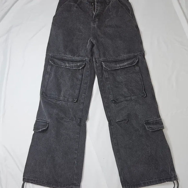 [BUNJANG] Gate Less Multi Denim Cargo Pants Black-Blue Size S / 게이트리스 멀티 데님 카고팬츠 흑청 진 S