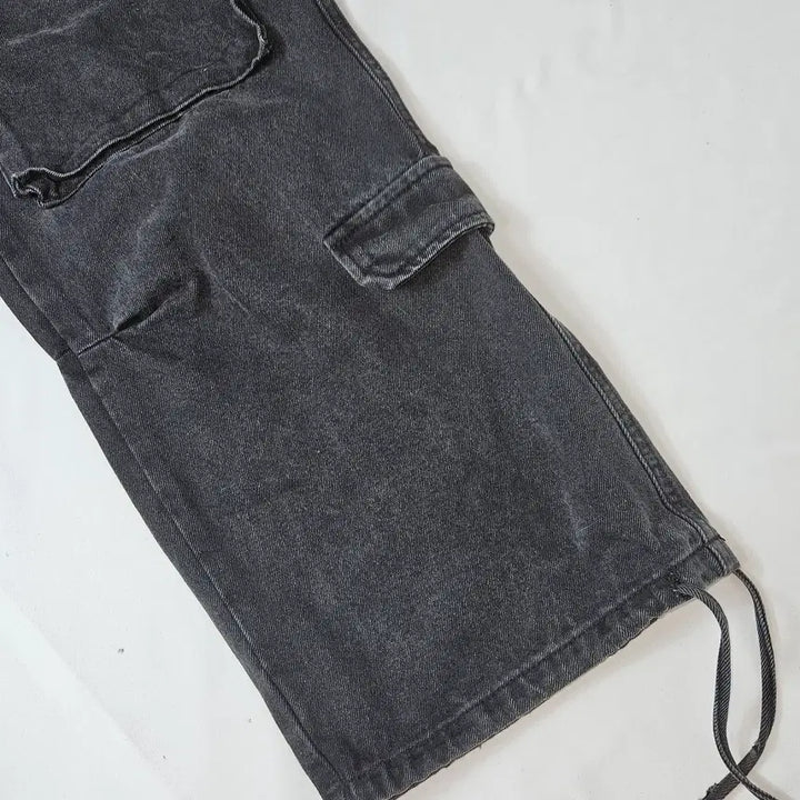 [BUNJANG] Gate Less Multi Denim Cargo Pants Black-Blue Size S / 게이트리스 멀티 데님 카고팬츠 흑청 진 S