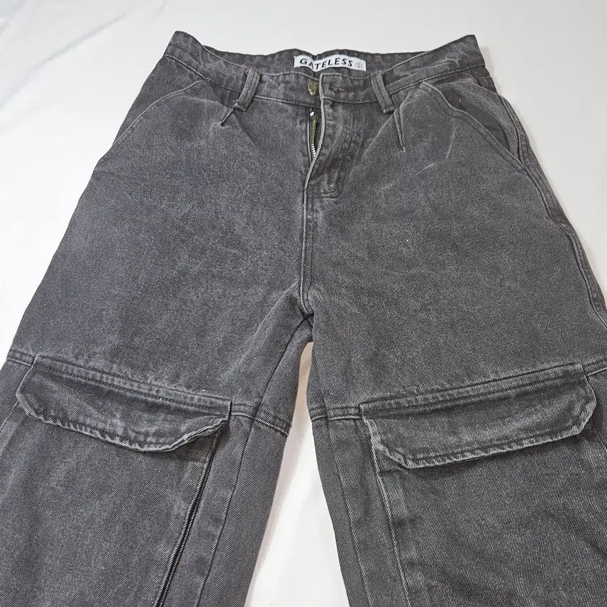 [BUNJANG] Gate Less Multi Denim Cargo Pants Black-Blue Size S / 게이트리스 멀티 데님 카고팬츠 흑청 진 S