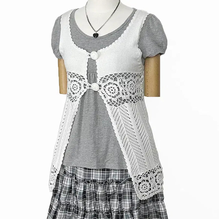 [BUNJANG] Vintage Two-Button Knit Vest / 일본빈티지 투버튼트임뜨개조끼베스트 화이트모리걸하구미룩갸루y2k히피