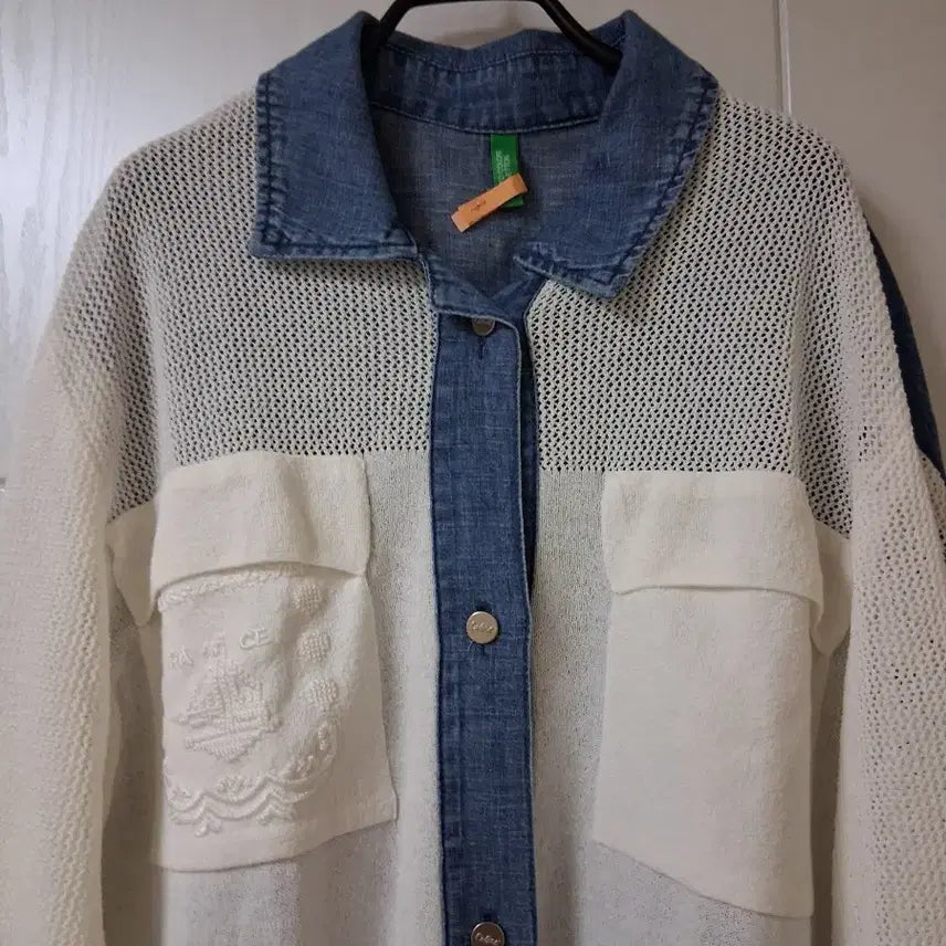 [SOLD OUT] 베네통 데님 배색 니트 가디건