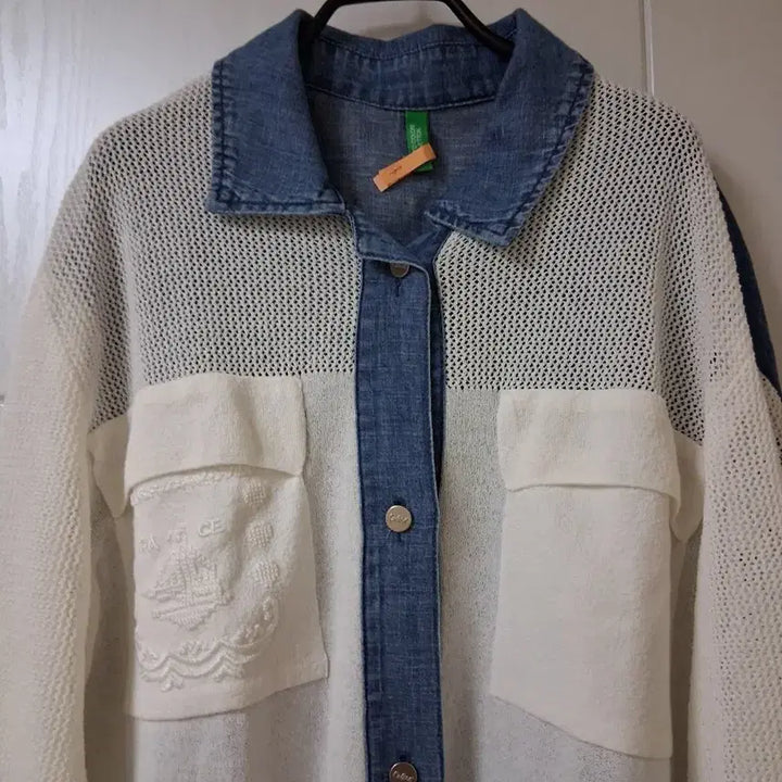 [SOLD OUT] 베네통 데님 배색 니트 가디건