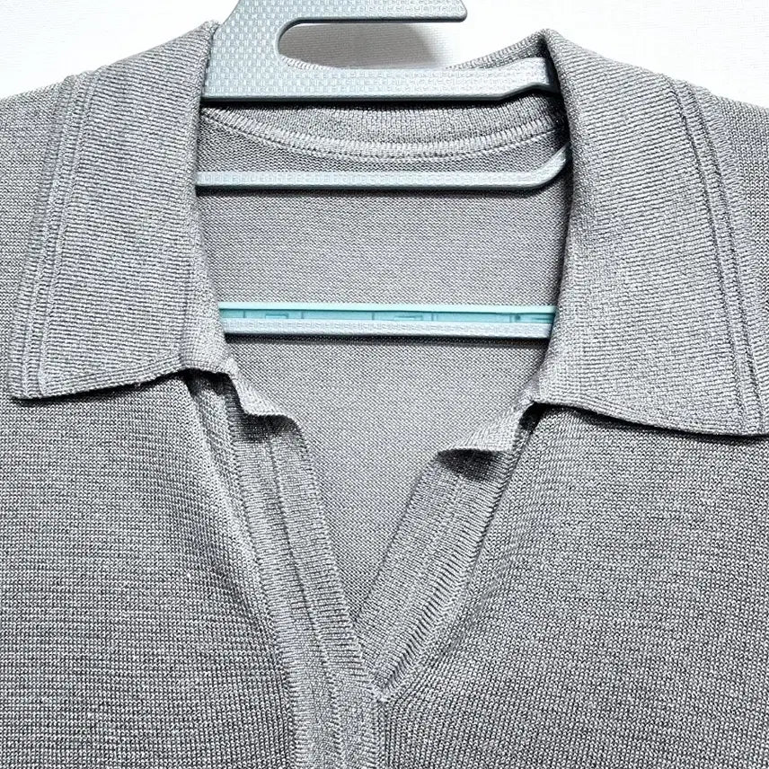 [BUNJANG] Demian Gray Knit Collar T-shirt / 데미안 반팔 카라 니트 티셔츠 그레이90