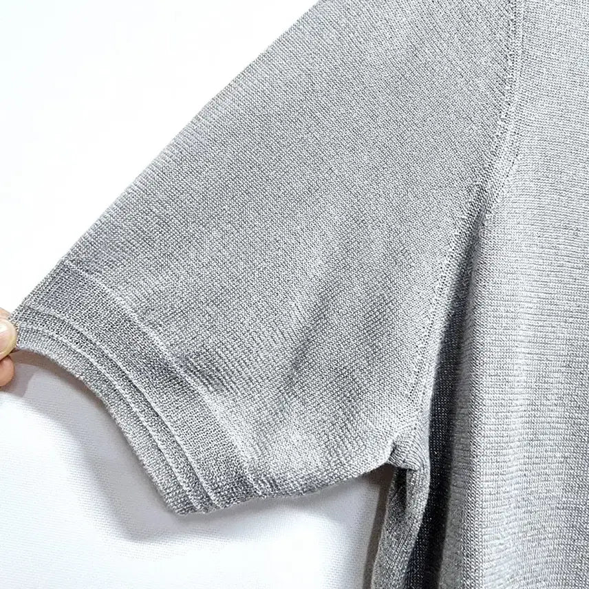 [BUNJANG] Demian Gray Knit Collar T-shirt / 데미안 반팔 카라 니트 티셔츠 그레이90