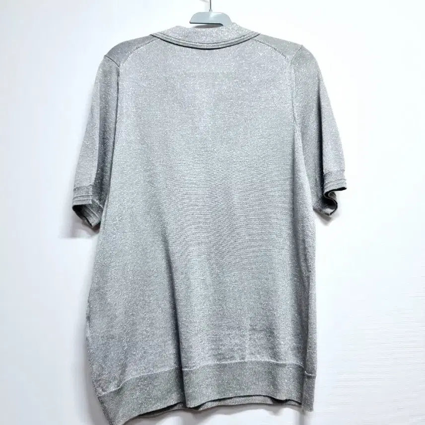 [BUNJANG] Demian Gray Knit Collar T-shirt / 데미안 반팔 카라 니트 티셔츠 그레이90