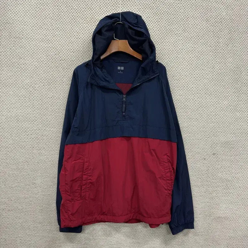 [BUNJANG] Uniqlo Colorblock Anorak Half-Zip Windbreaker / 유니클로 배색 아노락 반집업 바람막이 S A09488