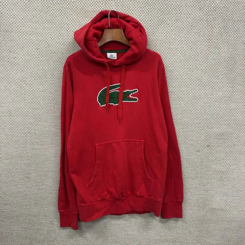 [BUNJANG] Lacoste Casual Big Embroidered Logo Hoodie 95 / 라코스테 캐주얼 빅자수로고 후드티 95 A09489