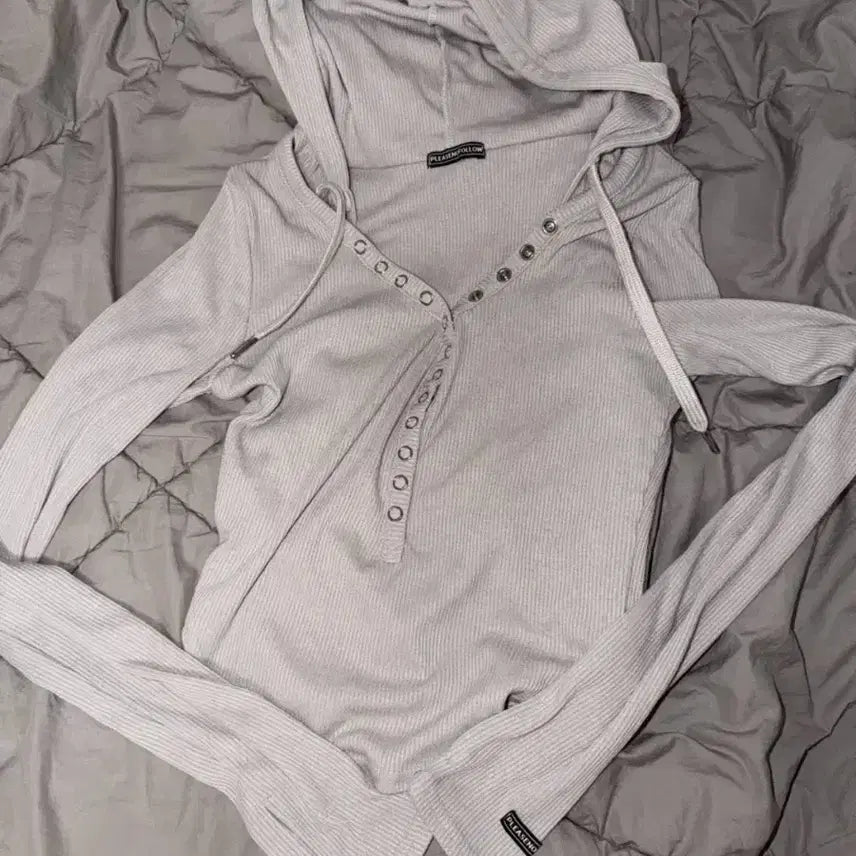 [BUNJANG] Please No Follow Joi Snap Hoodie Top / 플리즈노팔로우 조이 스냅후드탑 샌드