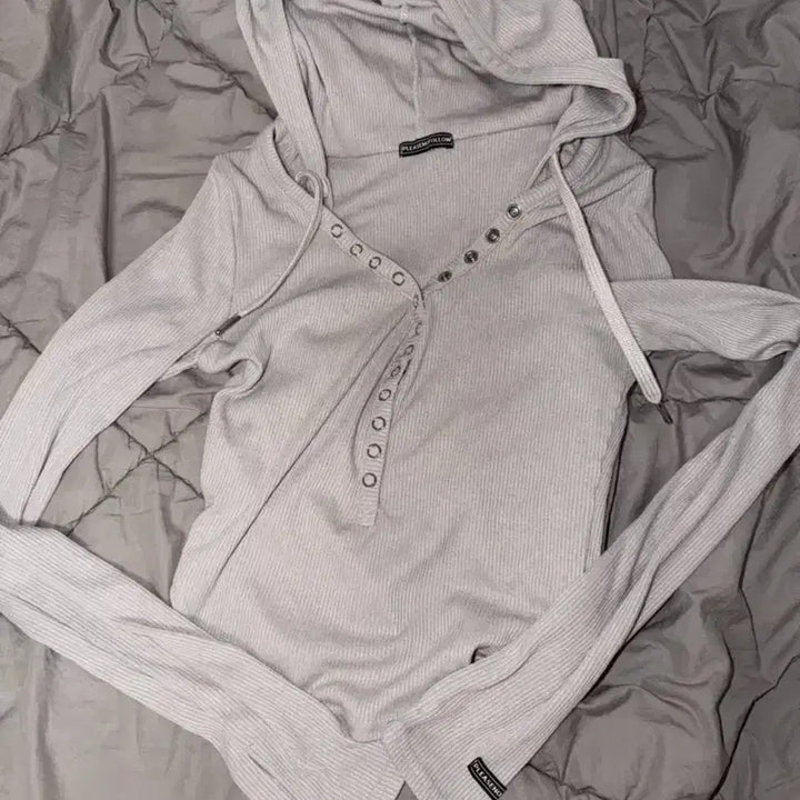 [BUNJANG] Please No Follow Joi Snap Hoodie Top / 플리즈노팔로우 조이 스냅후드탑 샌드