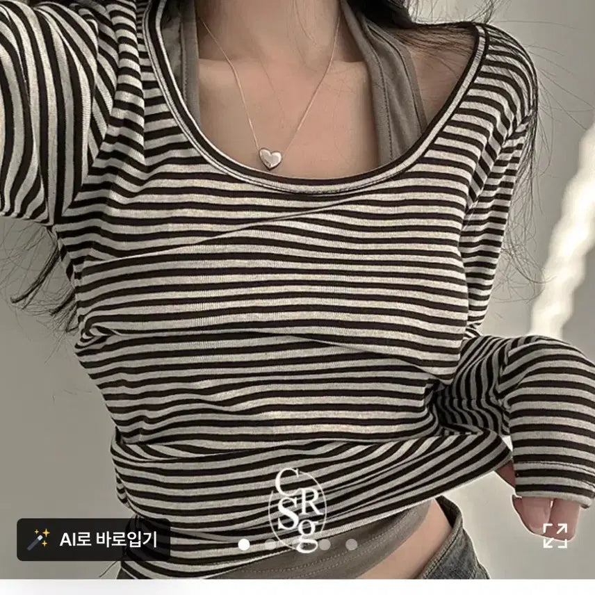 [BUNJANG] Avely Striped Off-Shoulder Long Sleeve T-shirt / 에이블리 단가라 오프숄더 긴팔티셔츠