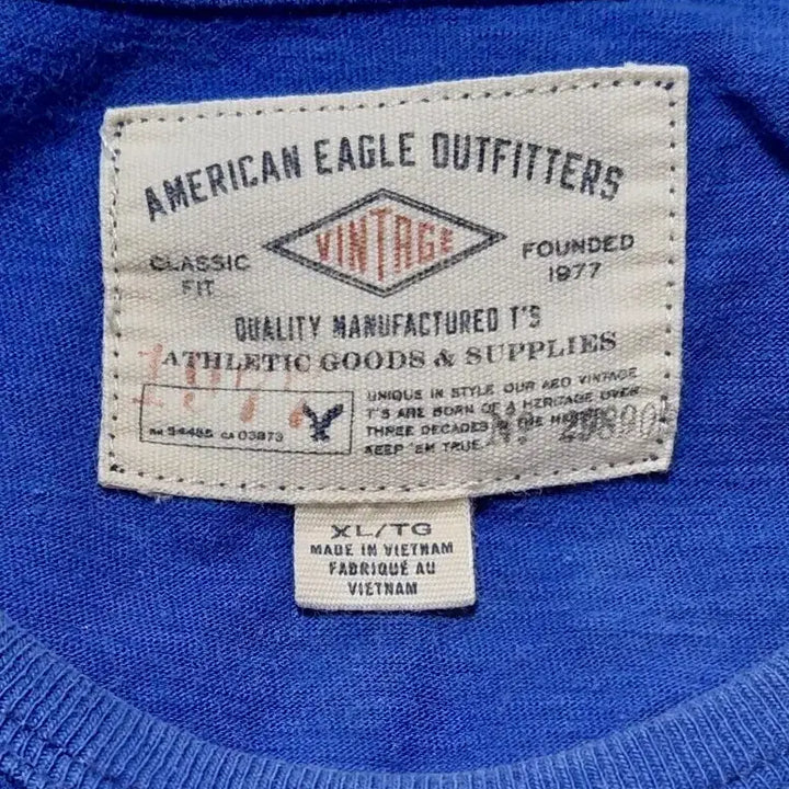 [BUNJANG] American Eagle Embroidered Logo Vintage T-Shirt (Blue) / [XL] 아메리칸 이글 빅 로고 자수 빈티지 티셔츠 (블루)