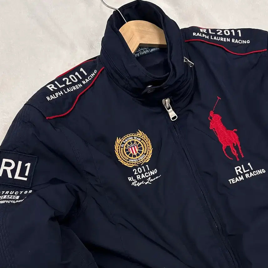 [BUNJANG] Polo Ralph Lauren Big Pony USA Bomber Jacket / (M)폴로랄프로렌 빅포니 USA 성조기 레이싱 봄버 자켓