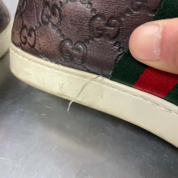 [BUNJANG] Gucci Leather High Top Sneakers / 구찌 레더 하이탑 스니커즈 브라운 7 (gr-4531)