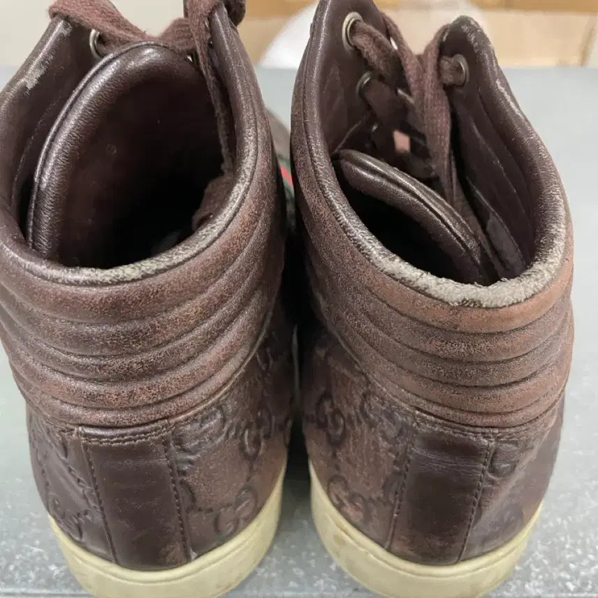 [BUNJANG] Gucci Leather High Top Sneakers / 구찌 레더 하이탑 스니커즈 브라운 7 (gr-4531)