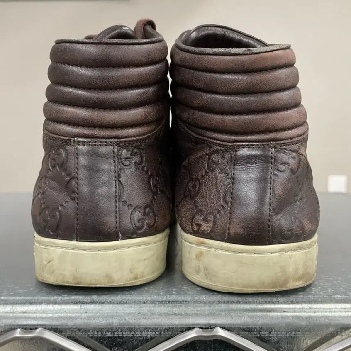 [BUNJANG] Gucci Leather High Top Sneakers / 구찌 레더 하이탑 스니커즈 브라운 7 (gr-4531)