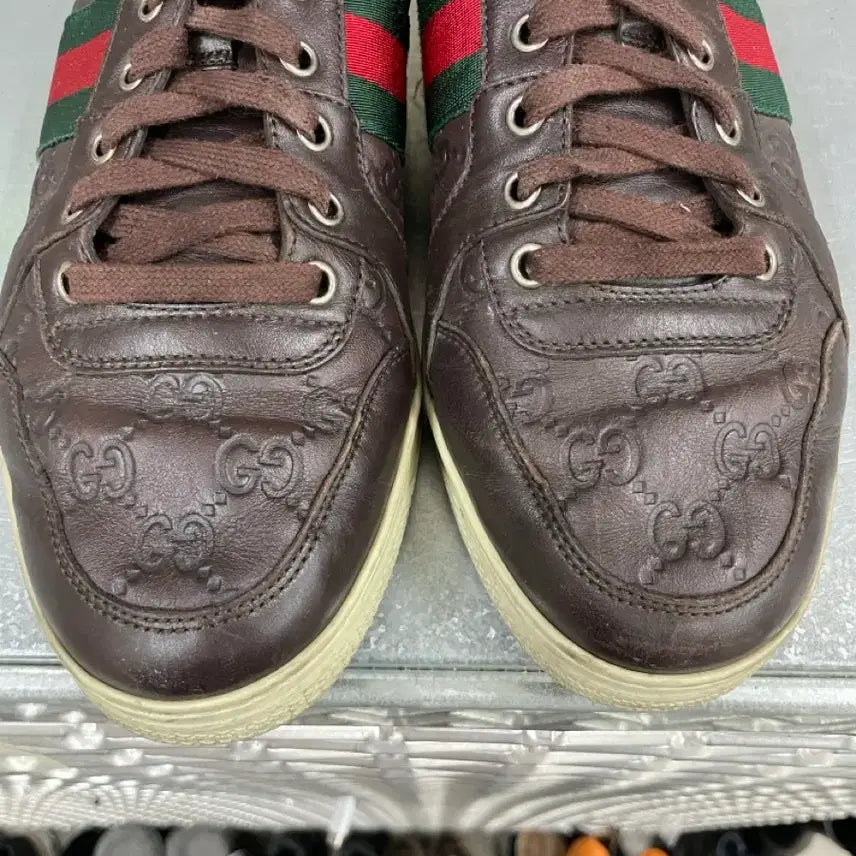 [BUNJANG] Gucci Leather High Top Sneakers / 구찌 레더 하이탑 스니커즈 브라운 7 (gr-4531)