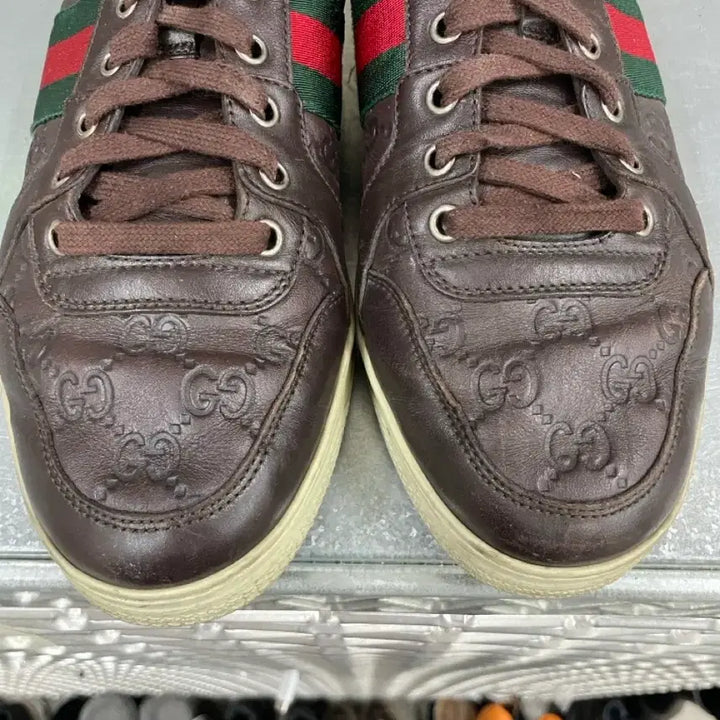 [BUNJANG] Gucci Leather High Top Sneakers / 구찌 레더 하이탑 스니커즈 브라운 7 (gr-4531)
