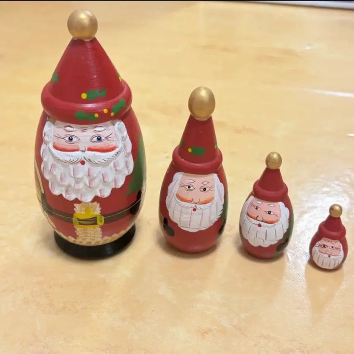 [BUNJANG] Santa Matryoshka Doll Set (4 Pieces) / 산타 마트료시카 인형 4개 세트