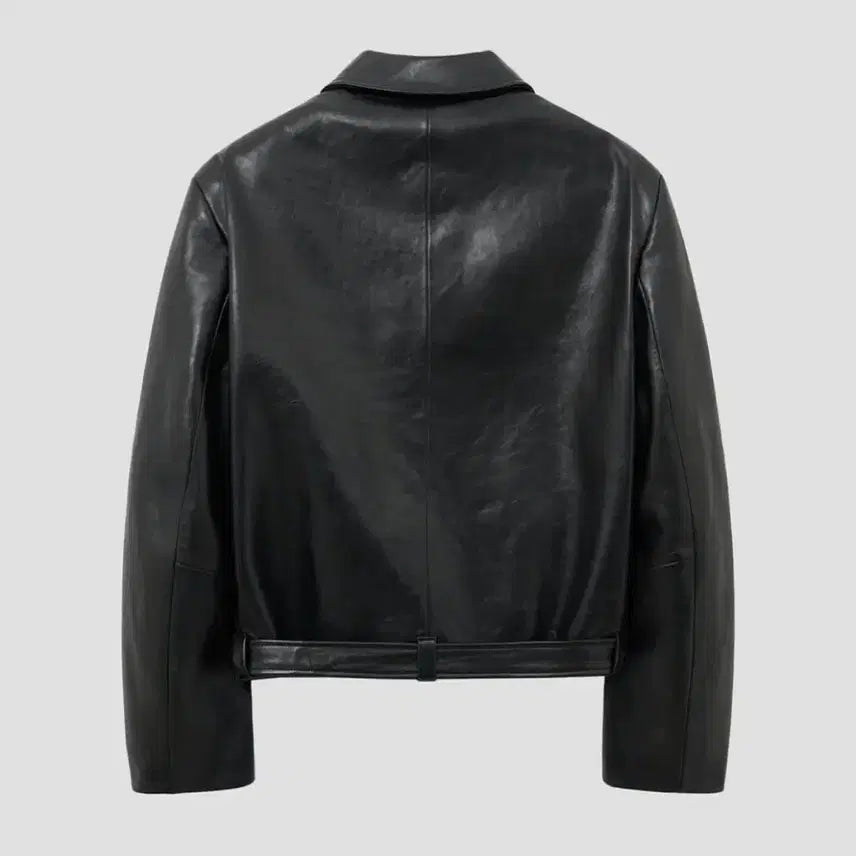 [BUNJANG] Noirer Lambskin Leather Belted Crop Jacket / 노이어 양가죽(100%) 램스 레더 벨티드 크롭 자켓