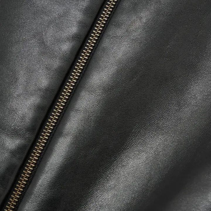 [BUNJANG] Noirer Lambskin Leather Belted Crop Jacket / 노이어 양가죽(100%) 램스 레더 벨티드 크롭 자켓