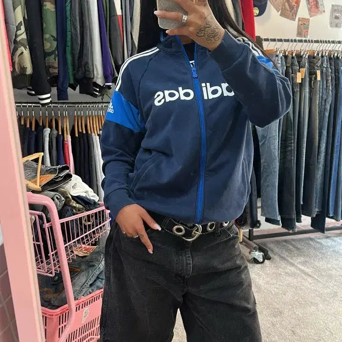 [BUNJANG] Adidas Old School Color Block Cotton Track Top (L) / 아디다스 올드스쿨 배색 코튼 집업 트랙탑L