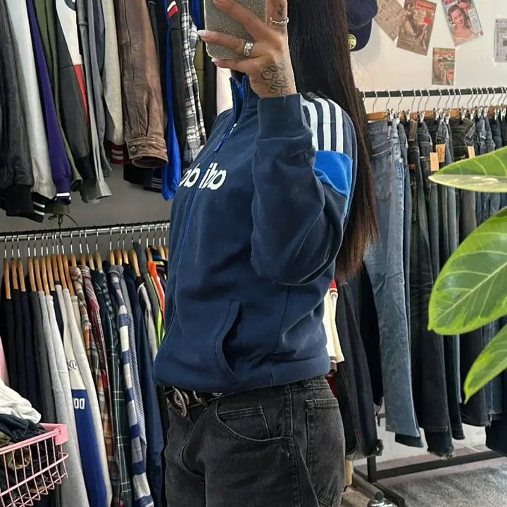 [BUNJANG] Adidas Old School Color Block Cotton Track Top (L) / 아디다스 올드스쿨 배색 코튼 집업 트랙탑L
