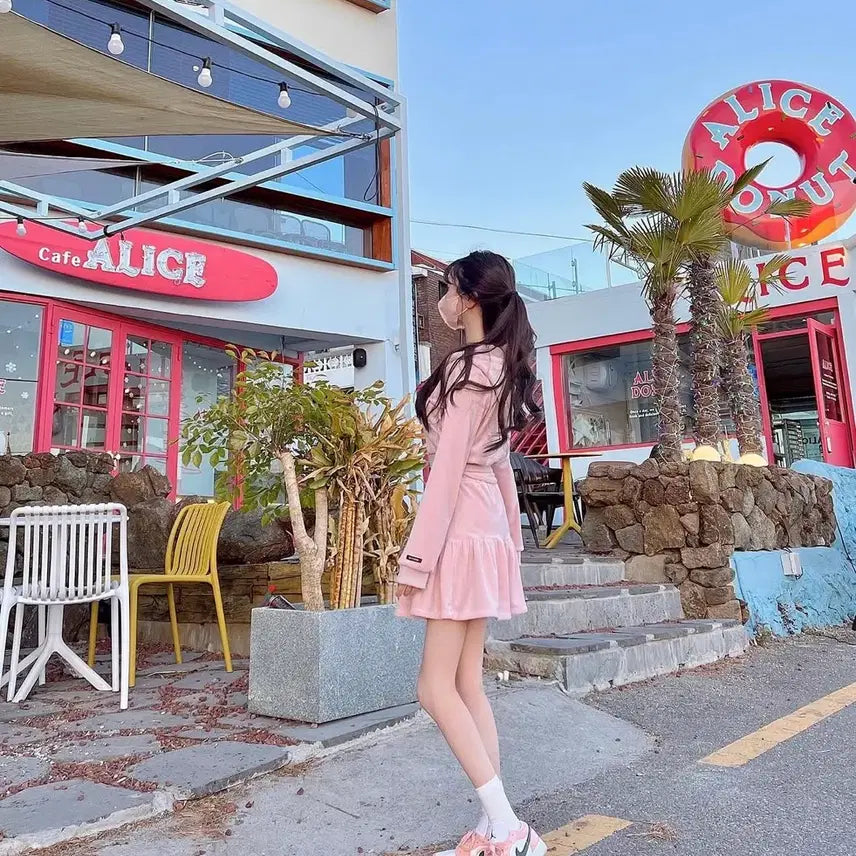 [BUNJANG] Mayyun Pink Microfiber Hooded Zip-Up / 메이윤 극세사 핑크 후드집업