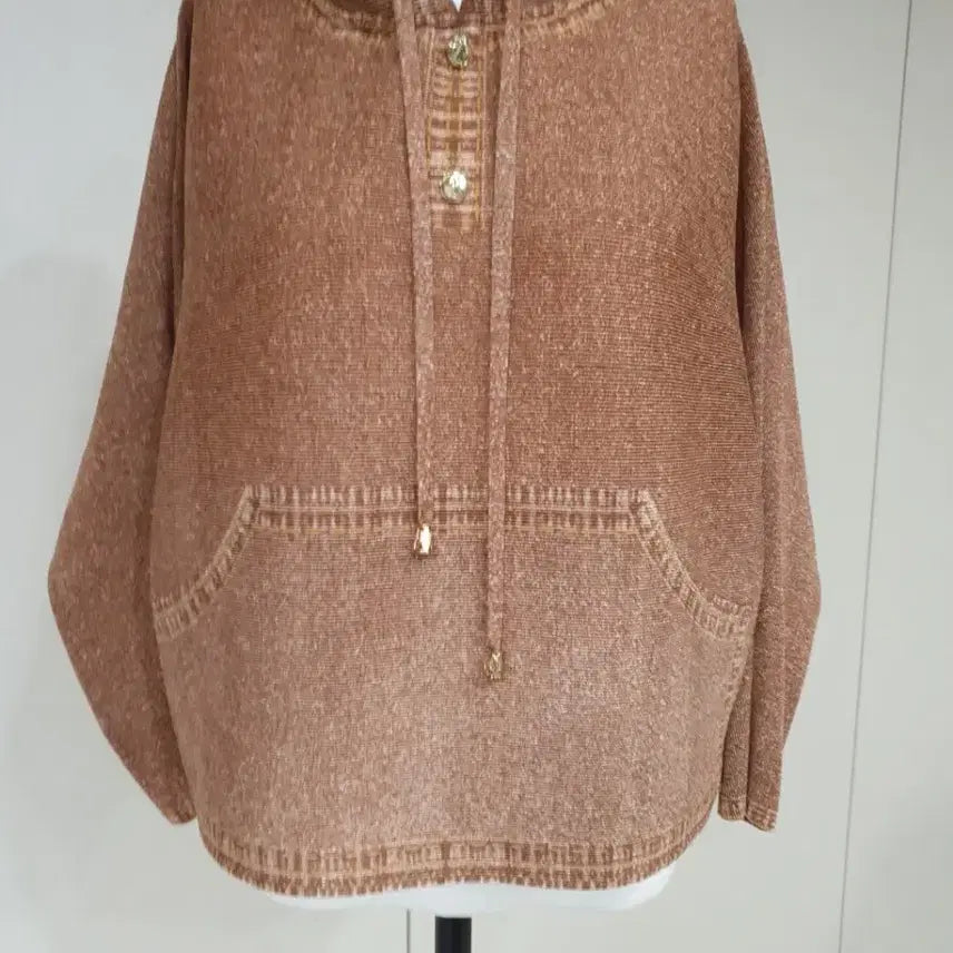 [BUNJANG] Brown Pleats Hoodie / 브라운 플리츠 후드티