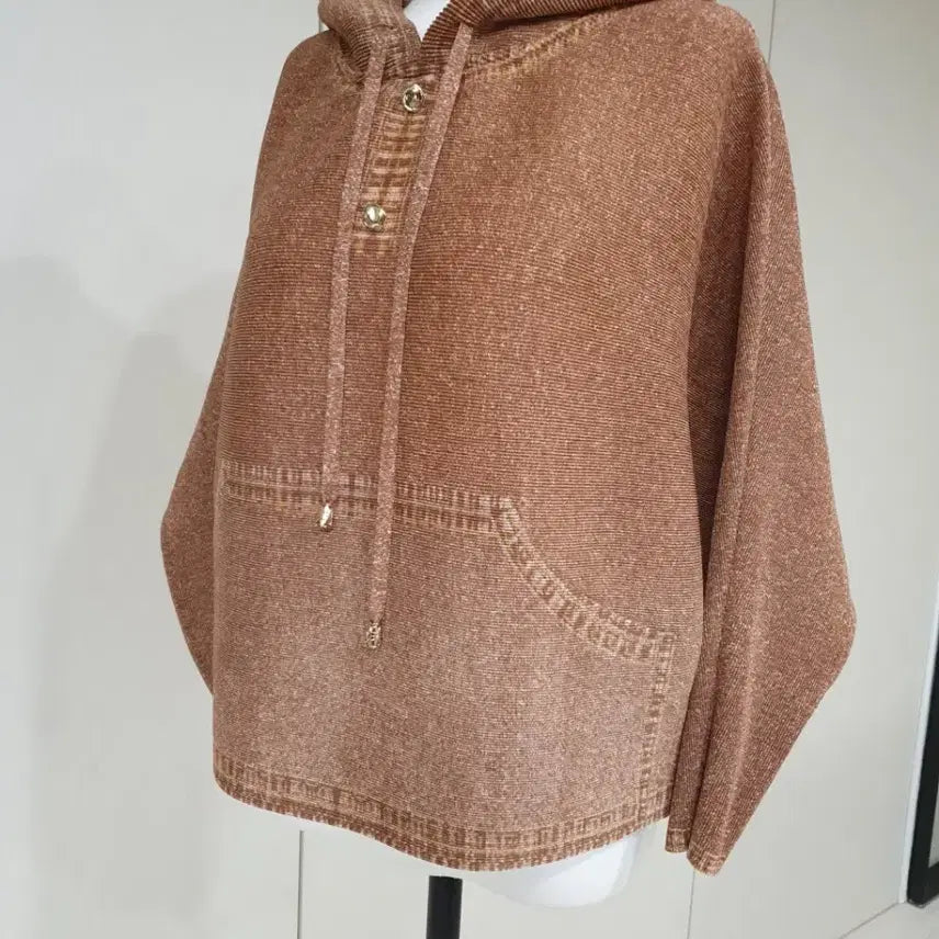 [BUNJANG] Brown Pleats Hoodie / 브라운 플리츠 후드티