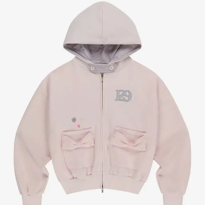 [BUNJANG] ILLIGo Checker Bow Pocket Hoodie Zip-Up / 일리고 체커 보우 포켓 후드집업