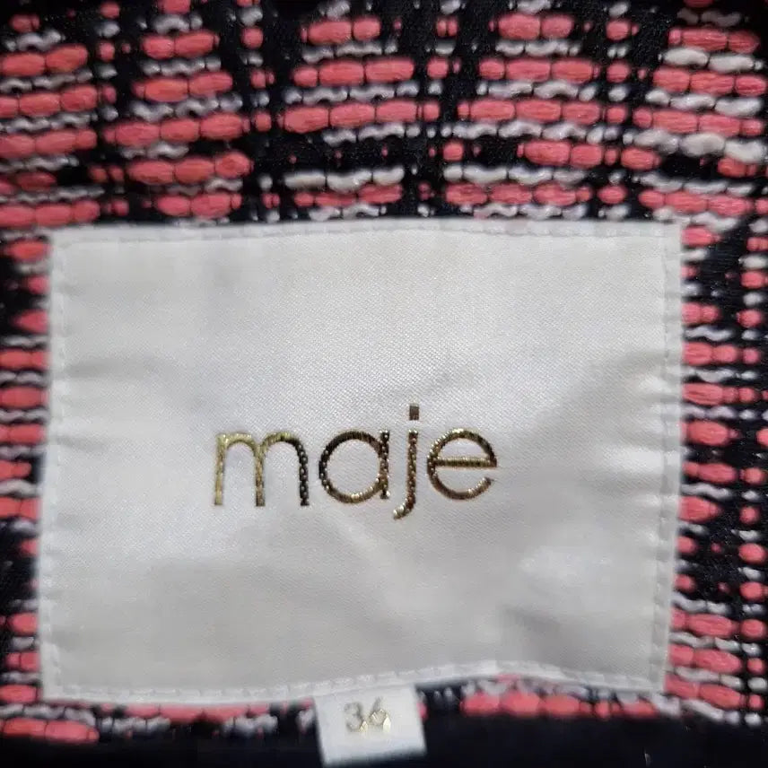 [BUNJANG] Maje Tweed Jacket Pink Black Pattern 36 / 25.마쥬 트위드 자켓 핑크 블랙 패턴36