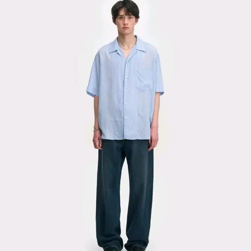 [SOLD OUT] [벨리에 25ss] 치코 숏 슬리브 셔츠 투톤 스카이블루