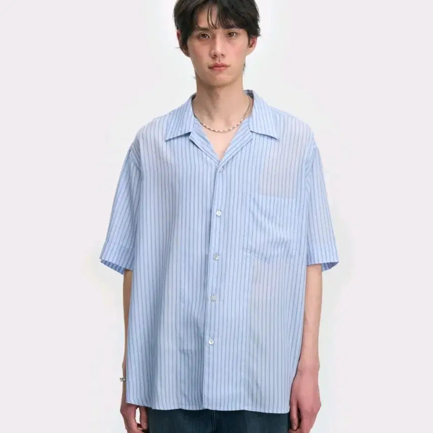 [SOLD OUT] [벨리에 25ss] 치코 숏 슬리브 셔츠 투톤 스카이블루