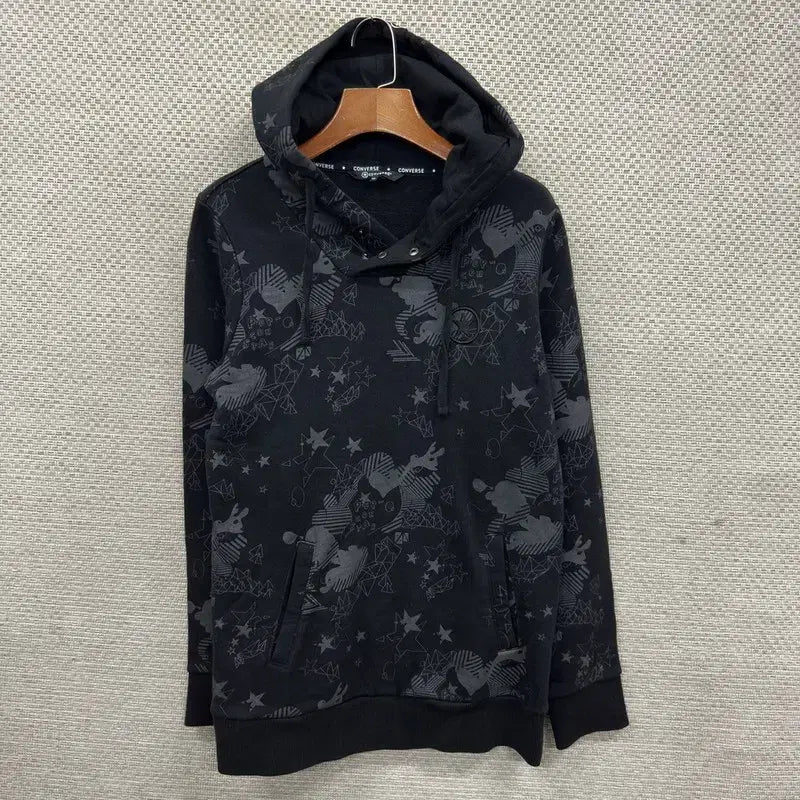 [BUNJANG] Converse Embroidered Logo Multi-Pattern Hoodie / 컨버스 자수로고 멀티패턴 후드티 90 A09509