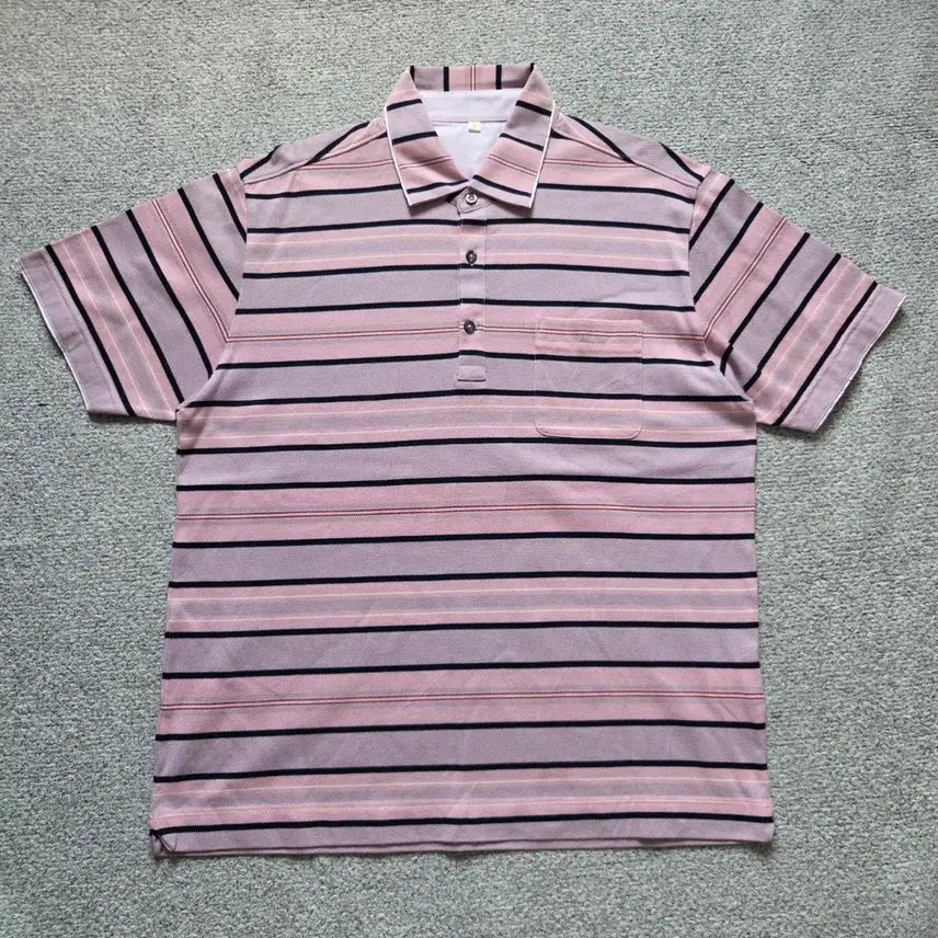 [BUNJANG] Topvalu Pink Collar Neck Short Sleeve T-Shirt L / Topvalu Japan 카라넥 반팔 티셔츠 L(100)