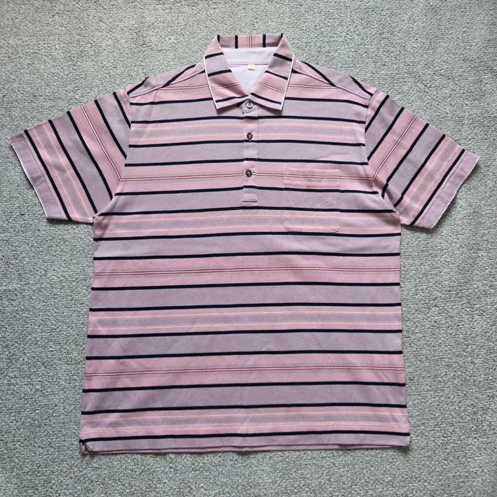 [BUNJANG] Topvalu Pink Collar Neck Short Sleeve T-Shirt L / Topvalu Japan 카라넥 반팔 티셔츠 L(100)