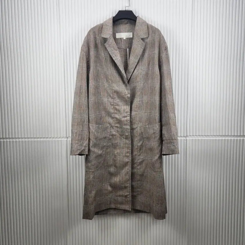 [BUNJANG] G-Cut Linen Check Long Jacket / [66]지컷 린넨 체크 롱 자켓