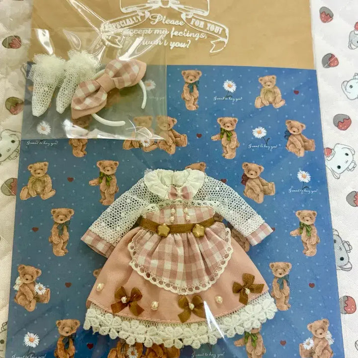 [BUNJANG] Sleep Gingham Chocolat Dress for 1/12 Obitsu11 Doll (Sealed) / sleep doll 깅엄 쇼콜라 원피스 1/12 오비츠11 의상 미개봉