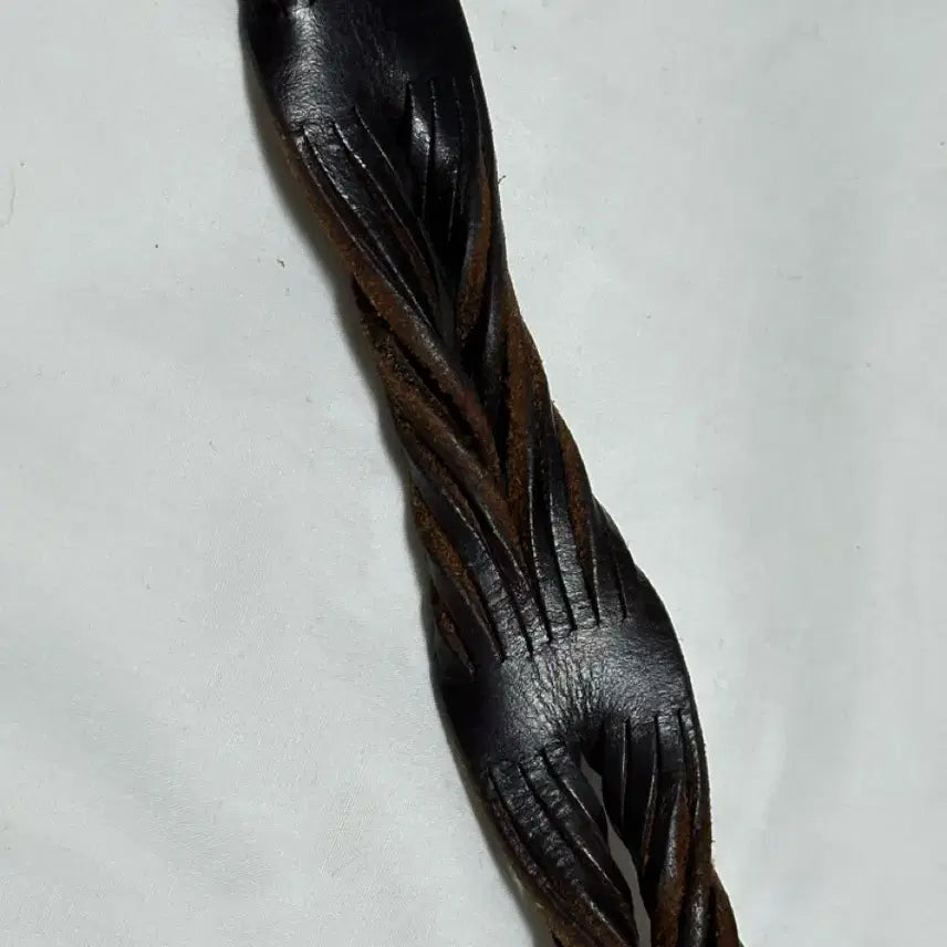 [BUNJANG] Vintage Brown Leather Braided Belt / 빈티지 브라운 가죽 꽈배기 벨트