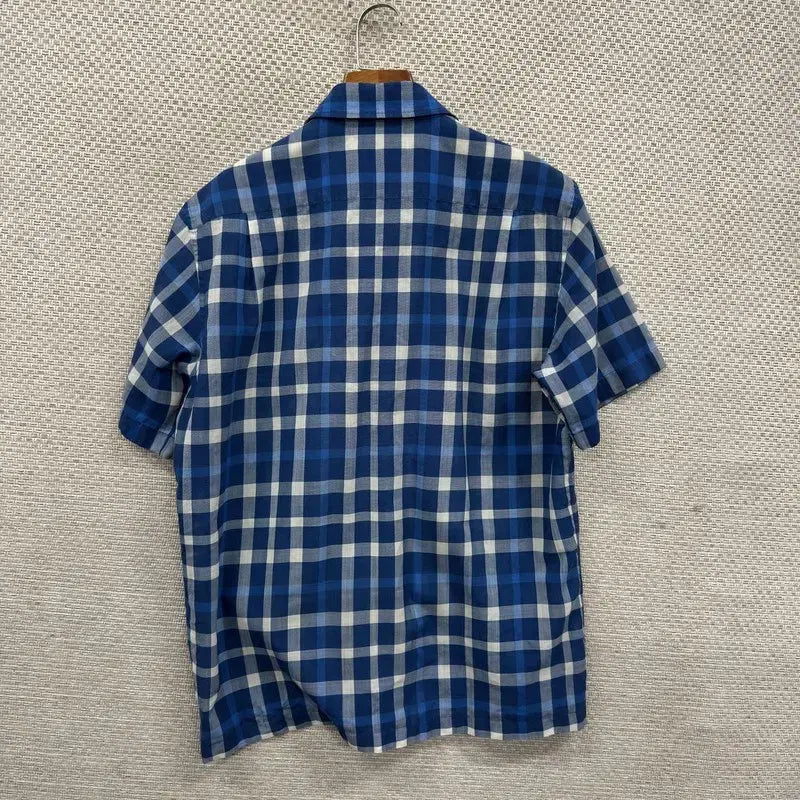 [BUNJANG] Daks Embroidered Logo Check Short Sleeve Shirt Size 105 / 닥스 캐주얼 자수로고 체크 반팔 셔츠 105 A09512