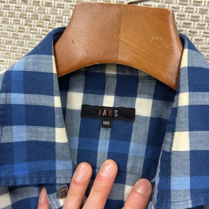 [BUNJANG] Daks Embroidered Logo Check Short Sleeve Shirt Size 105 / 닥스 캐주얼 자수로고 체크 반팔 셔츠 105 A09512